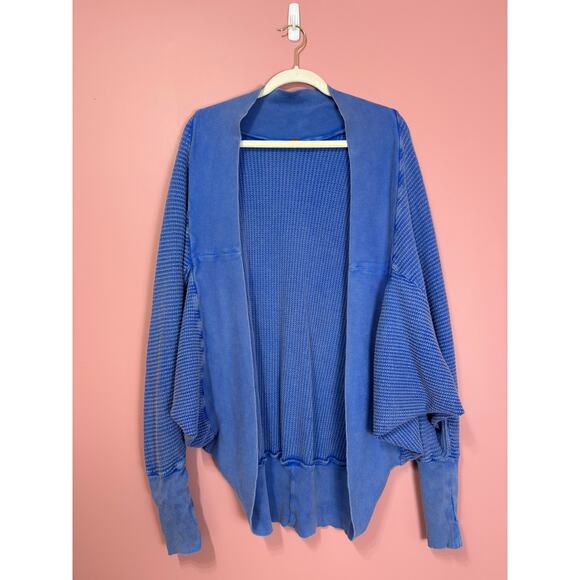 Free People FP One Deva Shrug Waffle Knit Cardigan in Blue Size XS/S - Picture 2 of 7